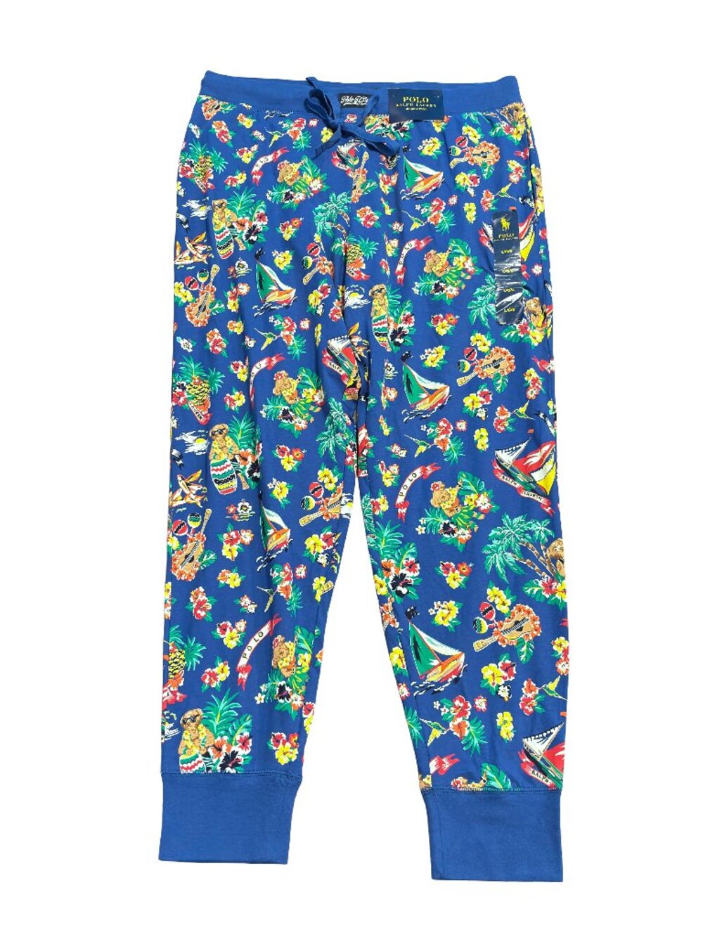 Polo Ralph Lauren Polo Bear Hawaiian Jogger Pants Blue Sleepwear NWT L